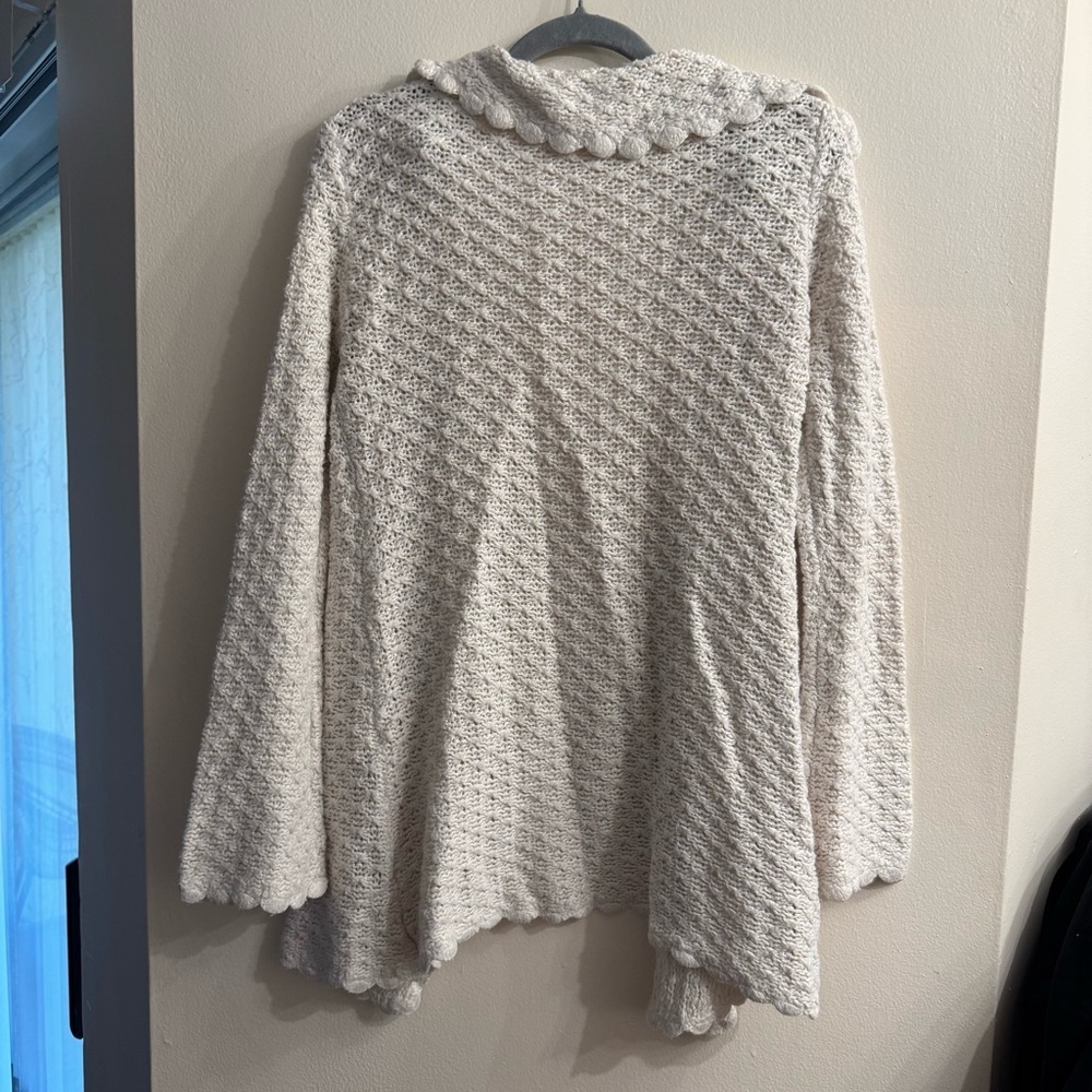 Vintage Y2K Mary Kate & Ashley Women's Cream Scalloped Knit Cardigan Sweater - Picture 4 of 4